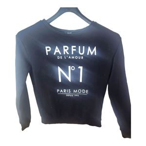 Womens size small black sweatshirt with white lettering